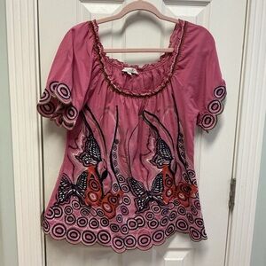 Joy Joy SZ M Butterfly Embroidered Blouse Top Gardencore Fairy-core